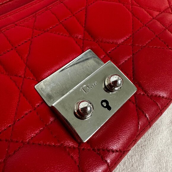Dior, Miss Dior Orange Quilted Leather Wallet on Chain - Picture 11 of 14
